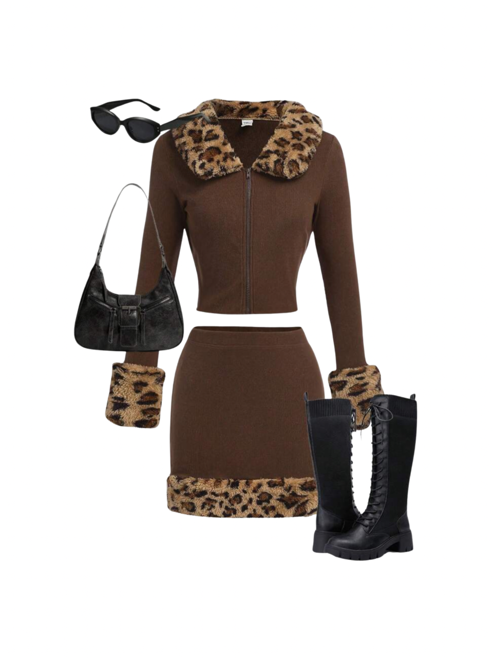 Leopard Print
Lightweight Jacket And Mini
Skirt Outfit Set