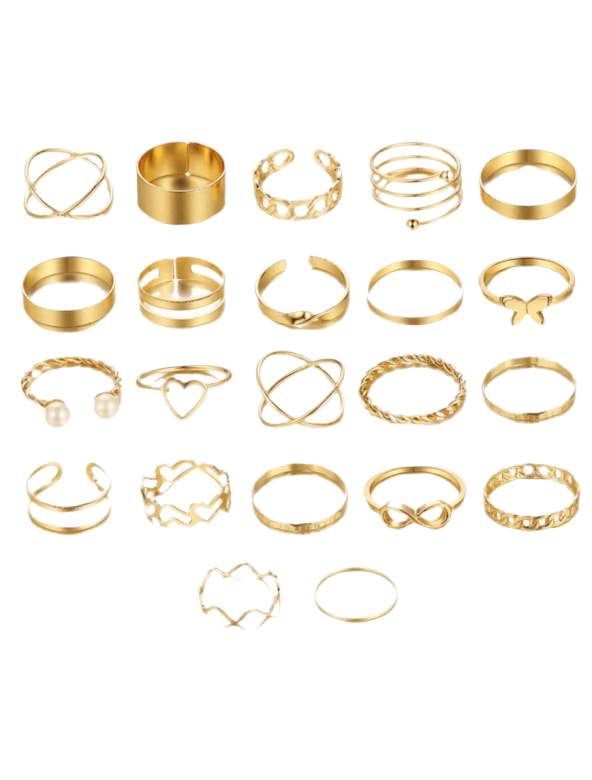 Set of Gold Rings 20 Psc