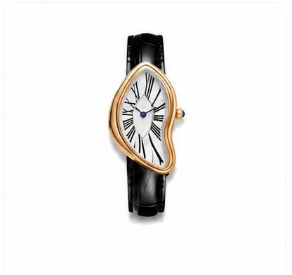 Gold-accent statement watch with black strap