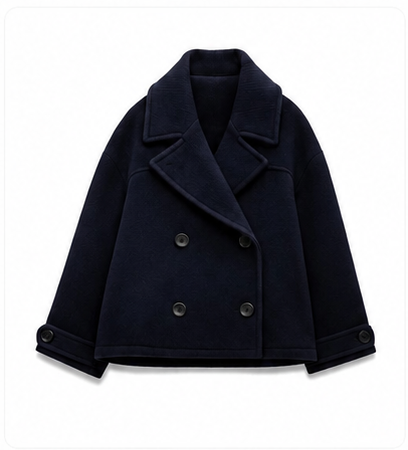 Midnight navy double-breasted peacoat
