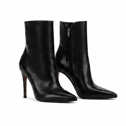 Black leather ankle boots